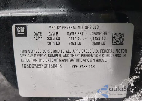 2012 Cadillac Cts Luxury z USA, uszkodzony, nr VIN 1G6DG5E53C0130408